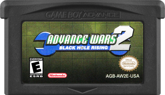 Advance Wars 2: Black Hole Rising [CIB] for Game Boy Advance (GBA) featuring addictive turn-based strategy battles where you command armies across varied maps and outsmart the Black Hole invasion; use unique CO powers, build units, and master terrain tactics in one of the GBA’s defining tactical classics, complete in box for collectors cartridge