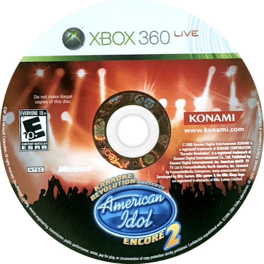 Karaoke Revolution Presents: American Idol Encore 2 disc for Xbox 360 (X360) music rhythm karaoke video game