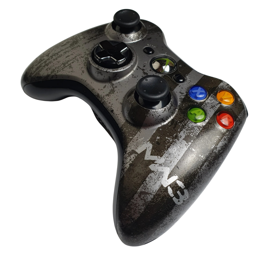 Xbox 360 Wireless Controller Call of Duty: Modern Warfare 3 Edition for Xbox 360 (X360) at Gamers INC, featuring the limited edition military-inspired design with custom "weathered" artwork and a transforming D-pad that rotates from a plus to a disc for ultimate control, providing the precision needed to dominate the battlefield in a rugged, collectible peripheral built for the most dedicated Call of Duty fans right side