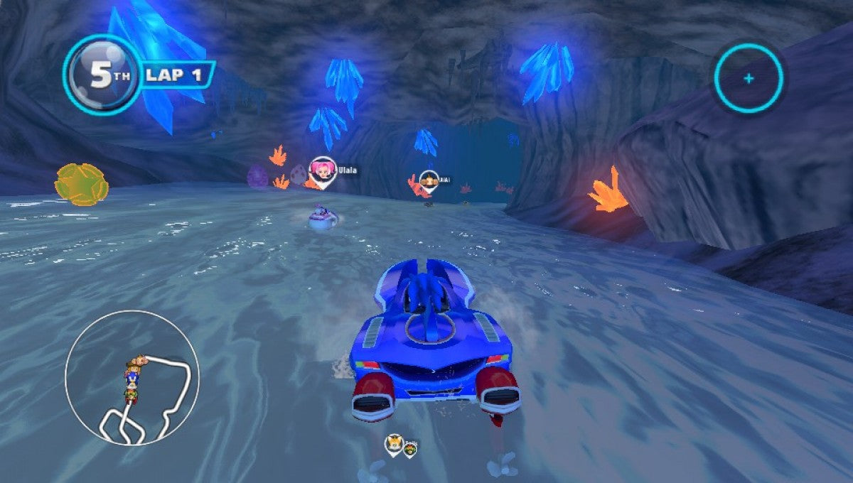 Sonic & All-Stars Racing Transformed PlayStation Vita video game, arcade racing action, transforming vehicles, multiplayer gameplay, handheld console title gameplay screenshot