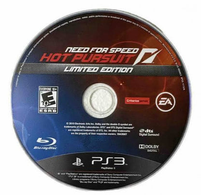 Need for Speed Hot Pursuit Limited Edition PlayStation 3 PS3 for arcade racing video game fans featuring exotic sports cars high speed police chases pursuit gameplay intense road races vehicle customization dramatic environments and thrilling racer versus police action collectible Sony PlayStation gaming appeal disc