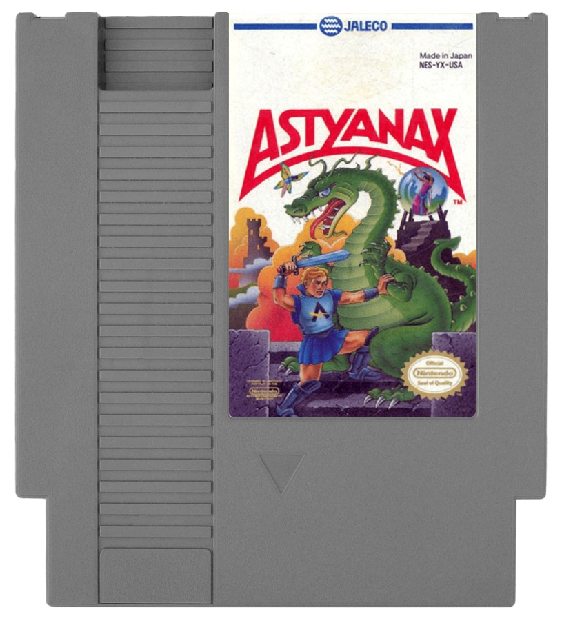 Astyanax Complete in Box CIB Nintendo Entertainment System NES for retro video game enthusiasts featuring action platforming gameplay fantasy adventure powerful axe combat magical enemies side scrolling action challenging stages complete in box collectible gaming appeal cartridge