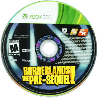 Borderlands: The Pre-Sequel disc for Xbox 360 (X360) first-person shooter role-playing video game