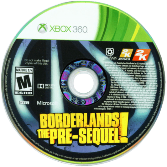 Borderlands: The Pre-Sequel disc for Xbox 360 (X360) first-person shooter role-playing video game