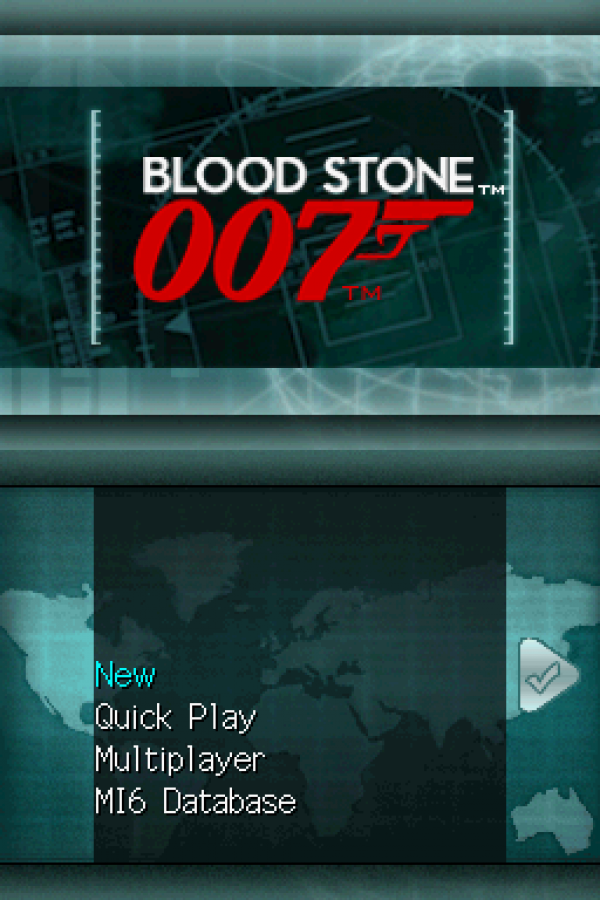 007 Blood Stone title screen for Nintendo DS (DS) video game
