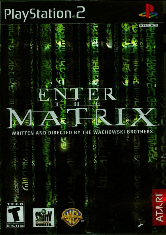 Enter the Matrix cover art for PlayStation 2 (PS2) action-adventure video game based on The Matrix film series