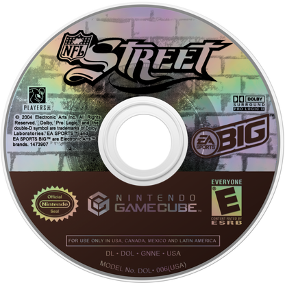 NFL Street Nintendo GameCube GC for arcade style football video game fans featuring fast paced street football matches NFL players trick moves aggressive tackles team customization game modes multiplayer competition urban football environments and classic EA Sports action collectible gaming appeal game disc