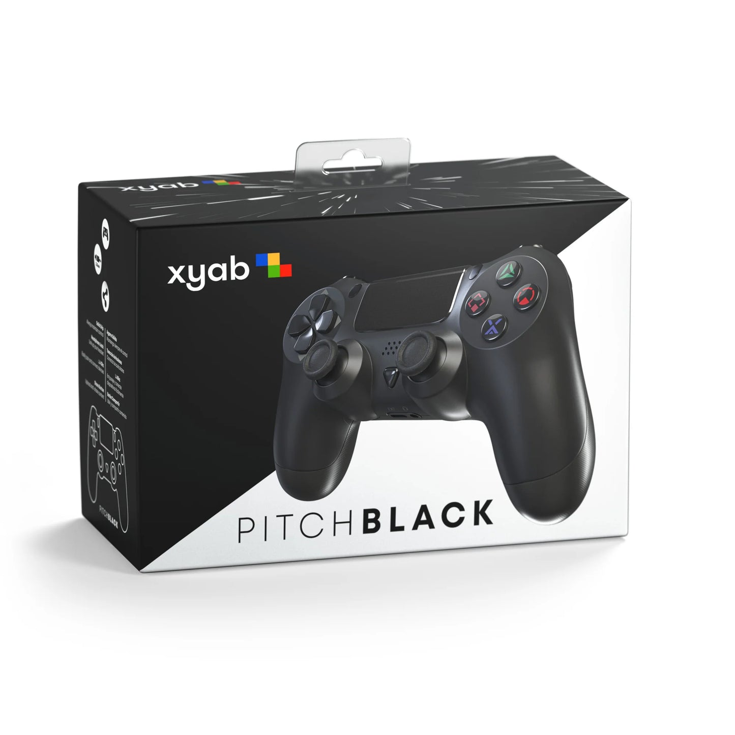 XYAB brand 1-to-1 third-party wireless controller for PlayStation 4 featuring analog sticks, action buttons, shoulder buttons, and ergonomic design