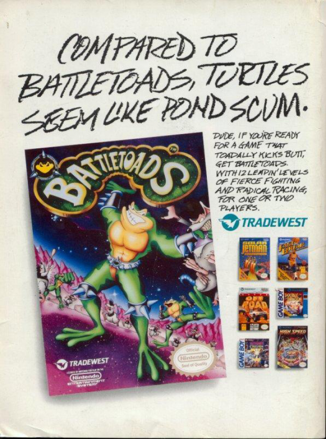 Battletoads advert for Nintendo Entertainment System (NES) retro video game
