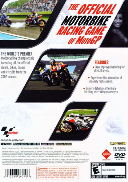 MotoGP 07 – PlayStation 2 (PS2) motorcycle racing video game back of case