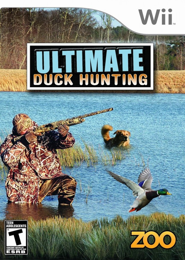 Ultimate Duck Hunting 2009 retro Nintendo Wii video game featuring hunting simulation gameplay, shooting challenges, outdoor sports action and classic Wii entertainment - cover art