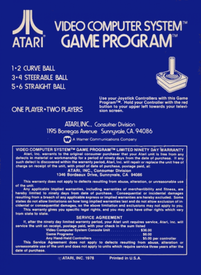 Bowling: Text Label - Blue back cover art for Atari 2600 (2600) video game 