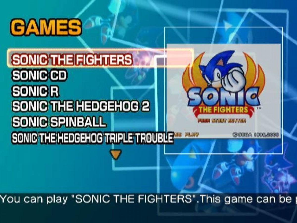 Sonic Gems Collection [Player's Choice] start screen for Nintendo GameCube (GC) classic Sonic compilation video game