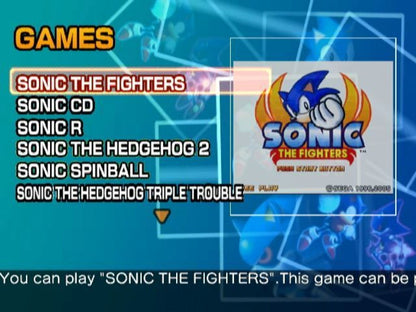 Sonic Gems Collection [Player's Choice] start screen for Nintendo GameCube (GC) classic Sonic compilation video game