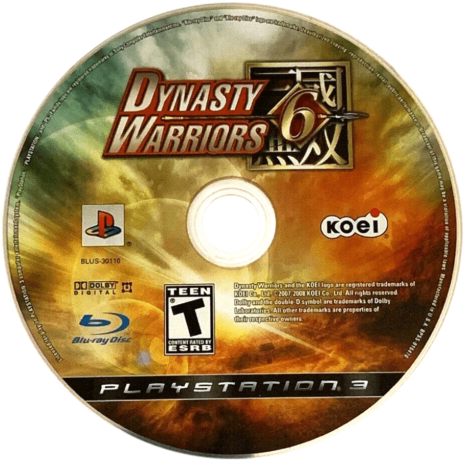 Dynasty Warriors 6 PlayStation 3 PS3 for retro video game enthusiasts featuring hack and slash action gameplay massive battlefield combat historical Three Kingdoms setting playable warriors strategic objectives fast paced battles and collectible gaming appeal disc