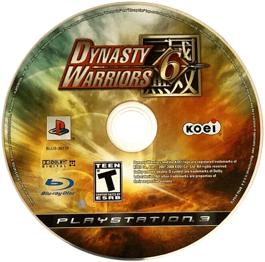 Dynasty Warriors 6 PlayStation 3 PS3 for retro video game enthusiasts featuring hack and slash action gameplay massive battlefield combat historical Three Kingdoms setting playable warriors strategic objectives fast paced battles and collectible gaming appeal disc