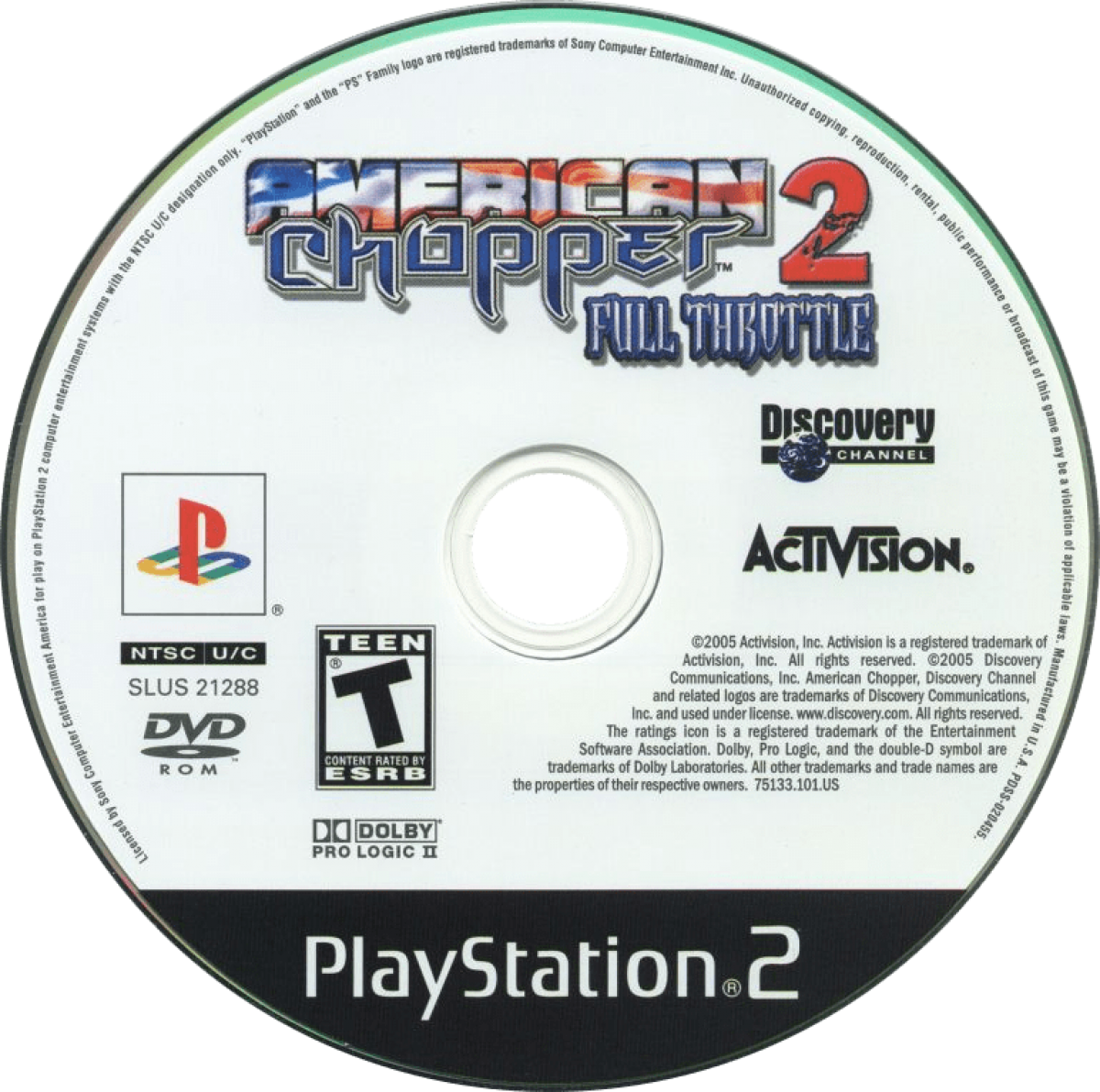 American Chopper 2: Full Throttle PS2 motorcycle racing video game disc