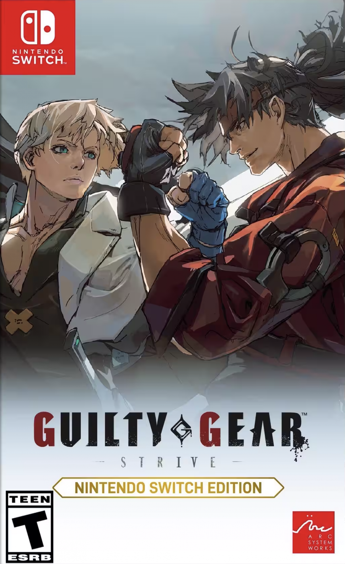 Guilty Gear Strive Nintendo Switch Edition cover art for Nintendo Switch (NS) fighting video game.