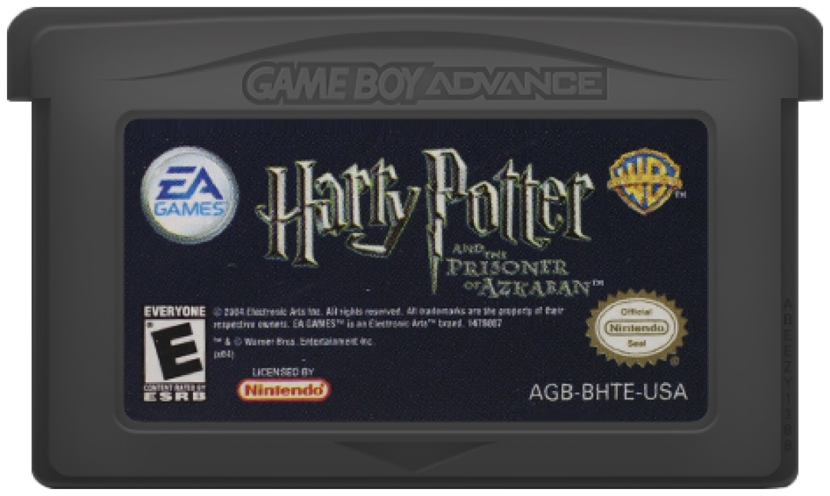 Harry Potter and the Prisoner of Azkaban for Game Boy Advance, cartridge for a role-playing video game with turn-based combat, spell casting, exploration, and wizarding world adventure
