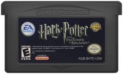 Harry Potter and the Prisoner of Azkaban for Game Boy Advance, cartridge for a role-playing video game with turn-based combat, spell casting, exploration, and wizarding world adventure