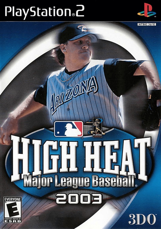 High Heat Baseball 2003 PS2 Sony PlayStation 2 baseball sports simulation game realistic pitching hitting mechanics MLB licensed teams season mode franchise gameplay deep baseball strategy gameplay 3DO sports title retro gaming PlayStation 2 software video game title cover art