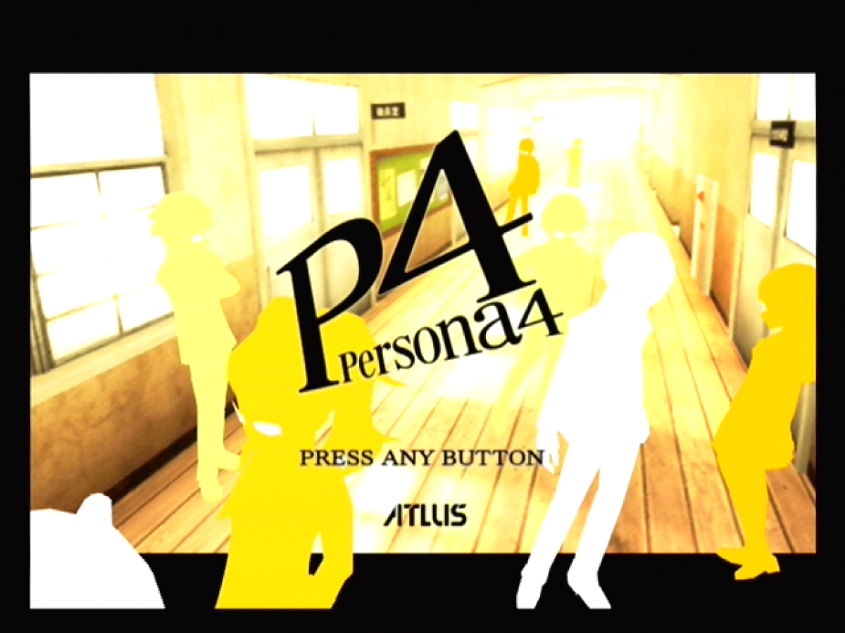 Shin Megami Tensei: Persona 4 [Includes Bonus Disc] – PlayStation 2 (PS2) video game title screen, Japanese role-playing game (JRPG).