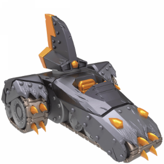 Shark Tank Skylanders SuperChargers vehicle figure, armored shark-themed tank with mechanical treads and cannon, water element design in battle-ready pose, detailed collectible toy on portal base from Skylanders SuperChargers series