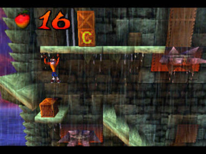 Crash Bandicoot PlayStation 1 PS1 video game, action platformer, classic mascot platforming gameplay, iconic Sony console title gameplay screenshot