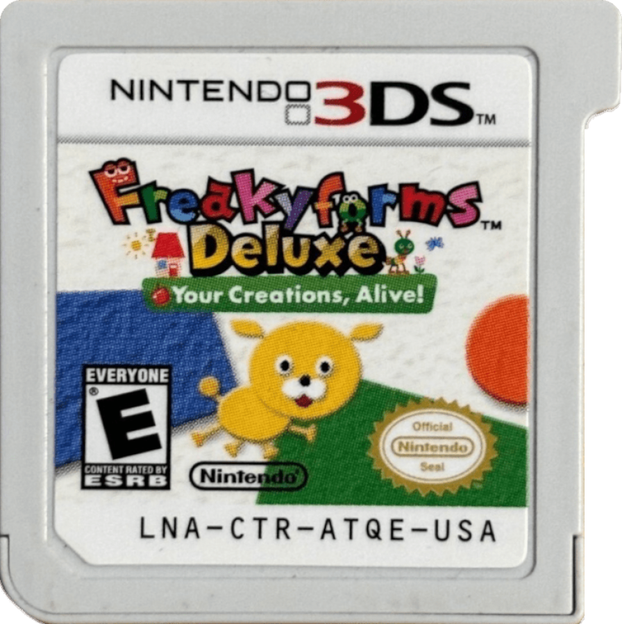 Freakyforms Deluxe Your Creations Alive Nintendo 3DS 3DS cartridge for retro video game enthusiasts featuring creative creature building gameplay customizable character design sandbox style exploration puzzle solving mini games colorful whimsical world interactions and portable handheld creativity focused gaming experience and collectible gaming appeal