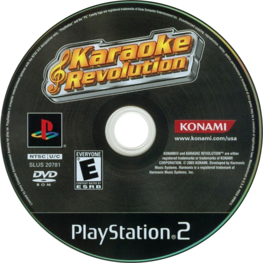 Karaoke Revolution disc art for Playstation 2 (PS2) video game