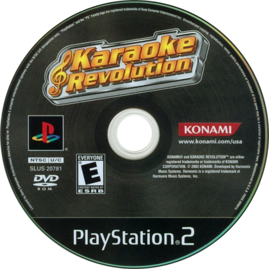 Karaoke Revolution disc art for Playstation 2 (PS2) video game