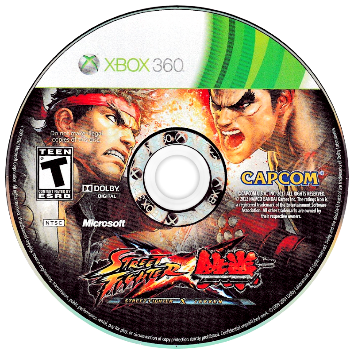 Street Fighter X Tekken for Xbox 360 fighting video game featuring tag team battles, iconic characters from both franchises, combo based combat mechanics, and competitive multiplayer gameplay experience disc 