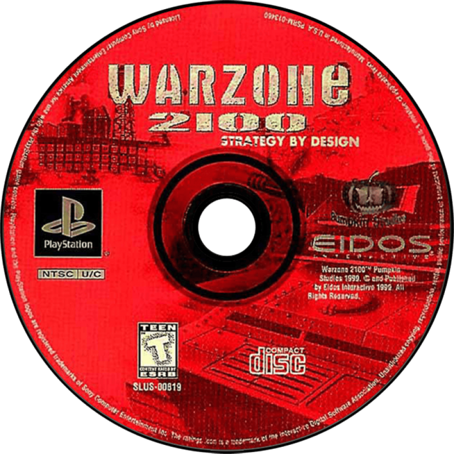 Warzone 2100 PlayStation PS1 for real time strategy video game fans featuring futuristic military warfare base building resource management tactical combat vehicle customization post apocalyptic battles strategic missions immersive sci fi gameplay classic PlayStation strategy collectible gaming appeal game disc