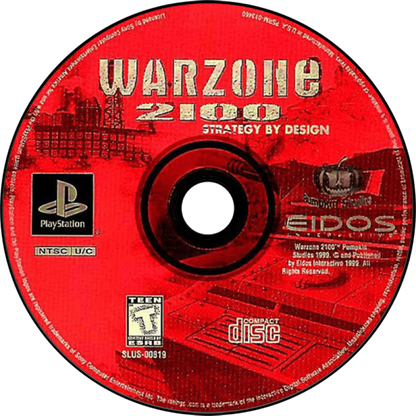 Warzone 2100 PlayStation PS1 for real time strategy video game fans featuring futuristic military warfare base building resource management tactical combat vehicle customization post apocalyptic battles strategic missions immersive sci fi gameplay classic PlayStation strategy collectible gaming appeal game disc