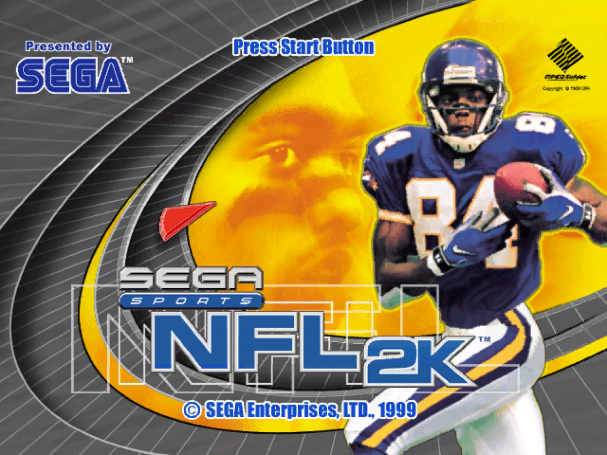 NFL 2K Sega All Stars Dreamcast game featuring arcade-style football gameplay and classic Sega sports presentation main menu