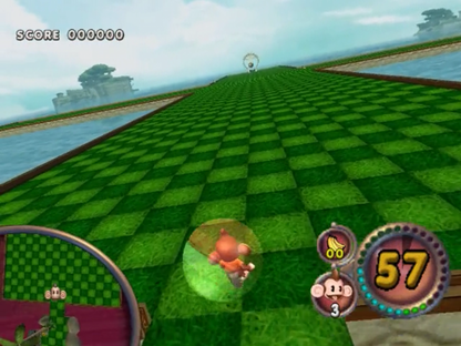 Super Monkey Ball Adventure gameplay GameCube game featuring action platforming gameplay with rolling challenges and open-world exploration