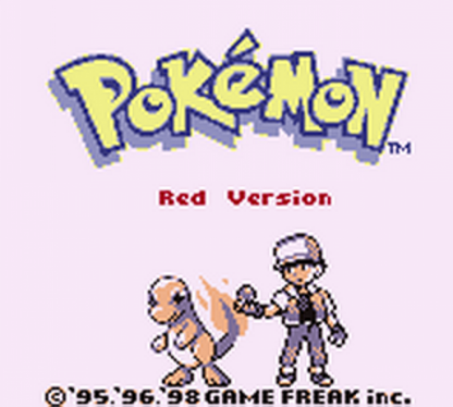 Pokémon: Red title screen for Game Boy (GB) Pokémon RPG adventure video game