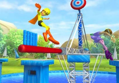 Wipeout: The Game gameplay for Nintendo Wii (Wii) featuring obstacle course challenges inspired by the TV show, motion‑controlled gameplay, and hilarious wipeout moments.