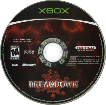 Breakdown retro Xbox video game Breakdown first person action adventure sci fi story driven combat shooter melee gameplay cinematic console title Xbox release disc