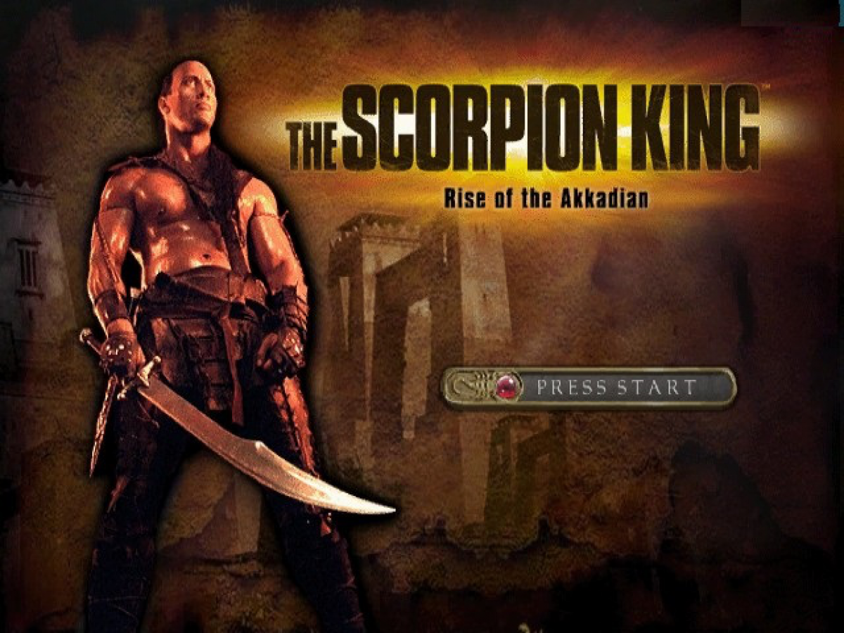 The Scorpion King: Rise of the Akkadian start screen for Nintendo GameCube (GC) action adventure video game