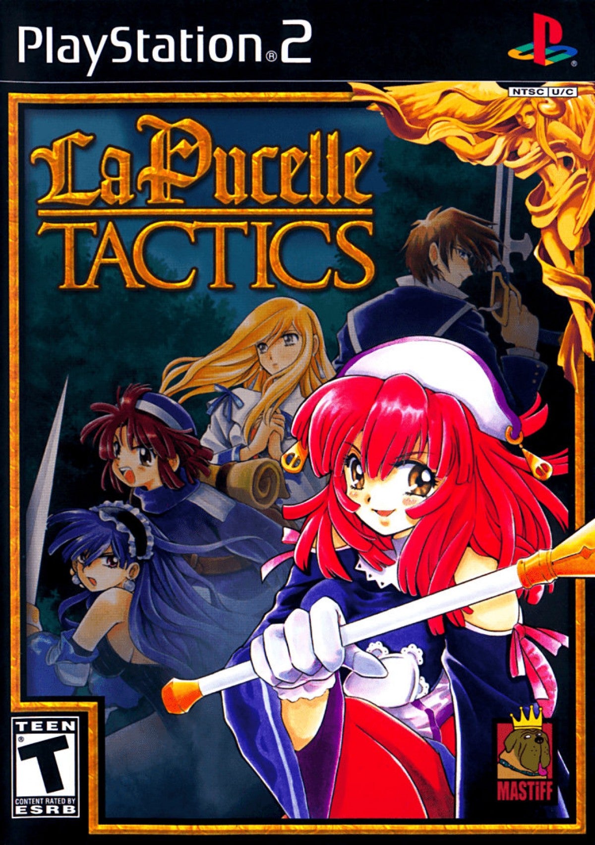 La Pucelle Tactics PS2 Sony PlayStation 2 tactical RPG strategy game grid based combat turn based battles Disgaea style gameplay Nippon Ichi Software fantasy story character progression demon hunting grid strategy PlayStation 2 software video game title cover art