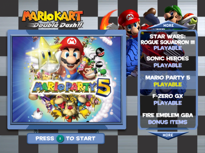 Mario Kart: Double Dash!! [Special Edition with Bonus Disc] start screen bonus disc for GameCube (GC) kart racing video game