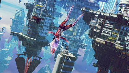 Gravity Rush 2 PlayStation 4 PS4 video game, action adventure, gravity-shifting gameplay, open-world exploration, stylized anime art style gameplay screenshot
