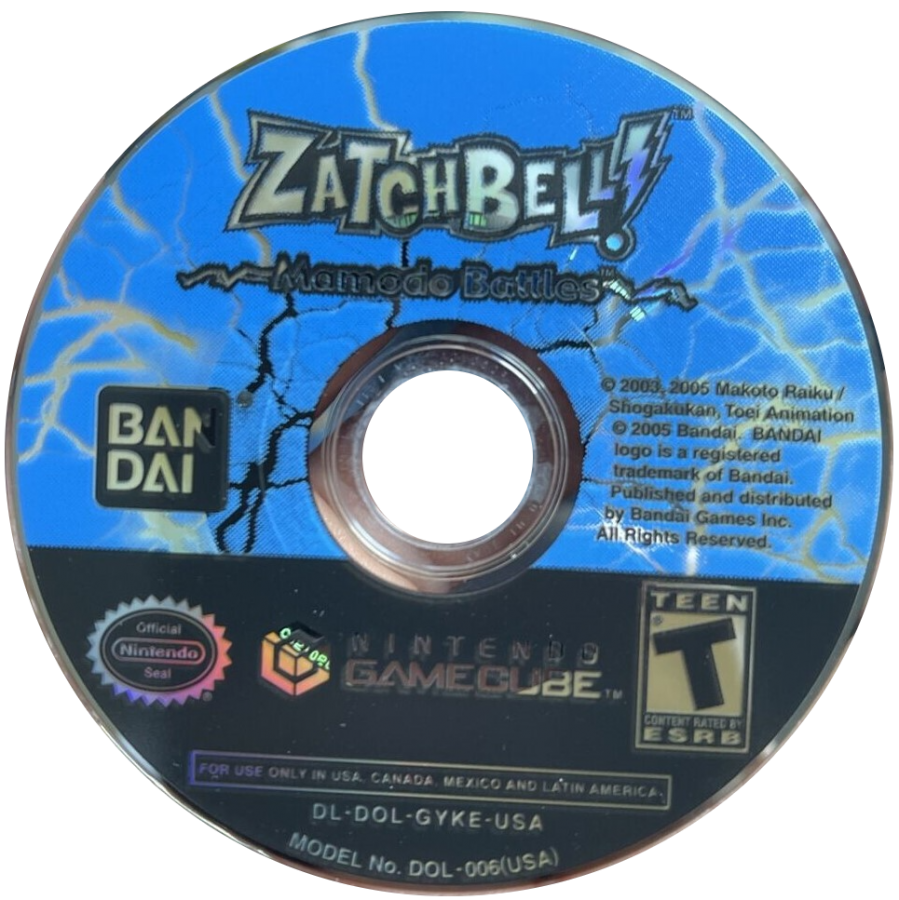 Zatch Bell!: Mamodo Battles Bandai disc for Nintendo GameCube (GC) anime fighting video game