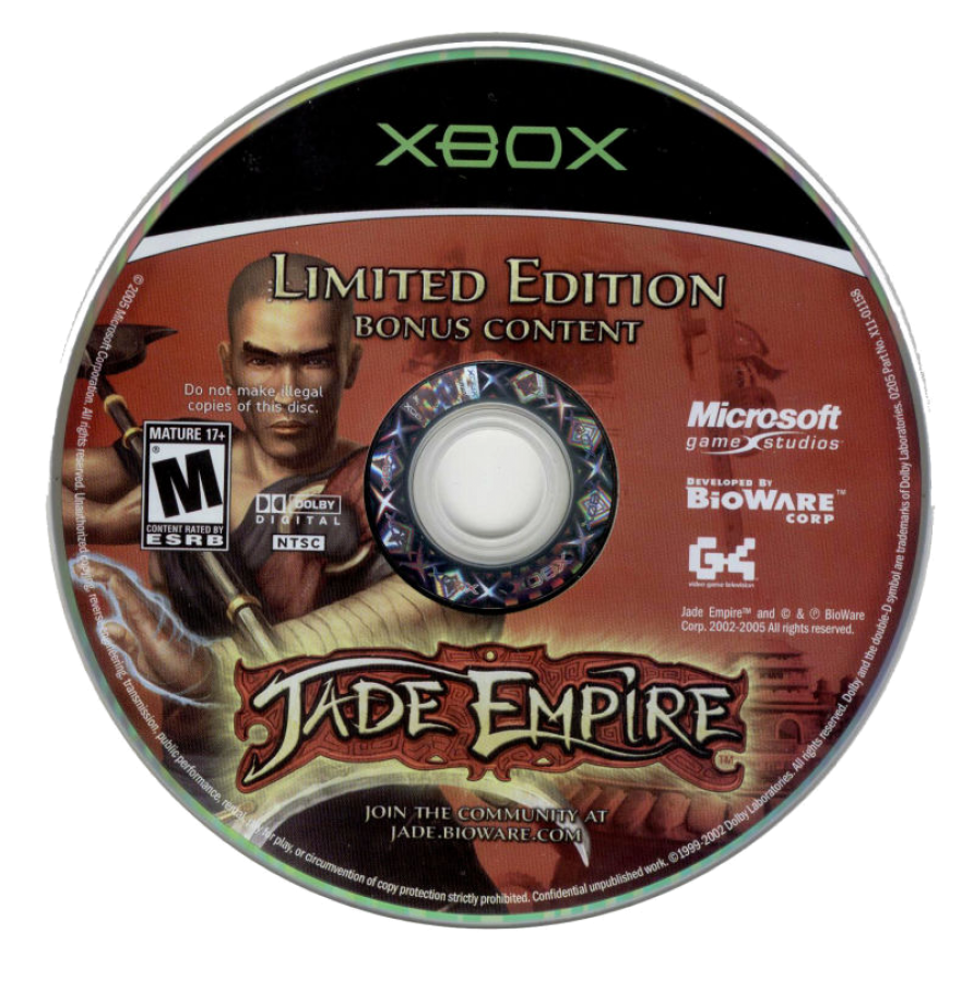 retro Xbox video game Jade Empire Limited Edition martial arts action RPG story driven combat choice based fantasy adventure console title bonus disc