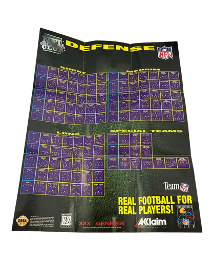 NFL Quarterback Club Sega 32X video game, football sports simulation, classic NFL gameplay, retro Sega console title position poster included in box