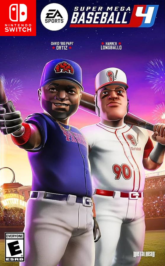 Super Mega Baseball 4 Nintendo Switch for video game enthusiasts featuring arcade style baseball gameplay realistic sports mechanics customizable teams and players competitive multiplayer modes batting pitching controls and collectible gaming appeal front cover