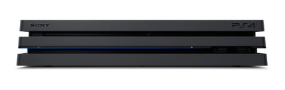 PS4 Pro Black inspired design featuring enhanced PlayStation gaming console aesthetic sleek black hardware powerful performance 4K entertainment system modern home gaming setup iconic Sony console presentation front horizontal