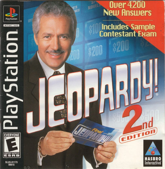 Jeopardy! 2nd Edition for PlayStation 1 trivia game featuring the authentic Jeopardy game show format voiceovers multiple difficulty levels multiplayer support and classic quiz show gameplay experience cover art