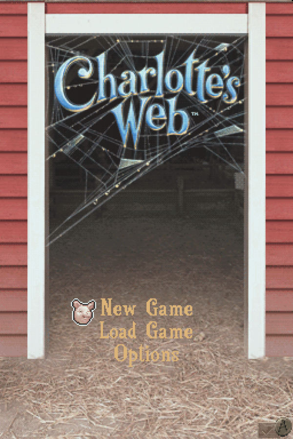 Charlotte's Web start screen for Nintendo DS (DS) family adventure video game